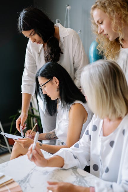 Diverse group of professional women in a collaborative working session