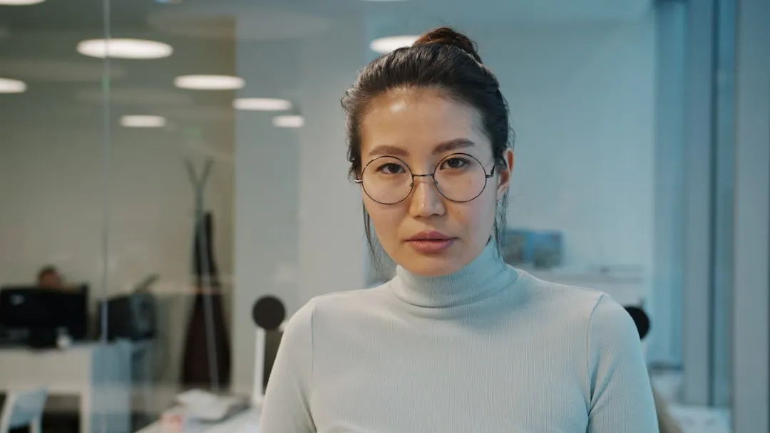 Woman in a serious business negotiation setting