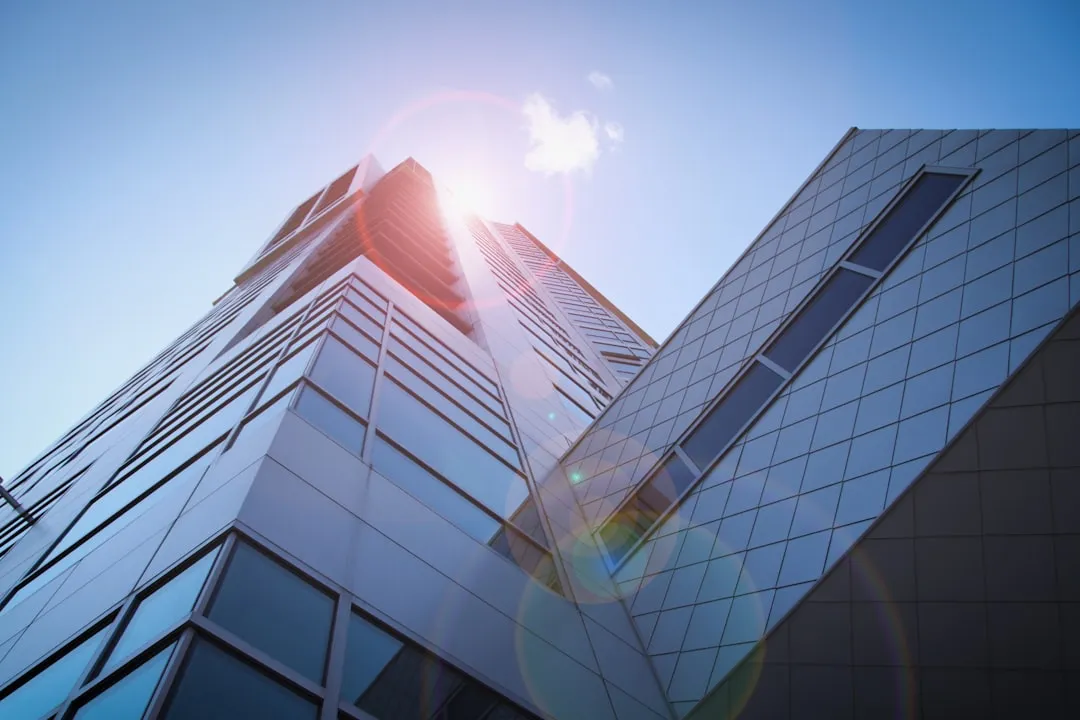 Energy efficient commercial building with modern LED lighting interior