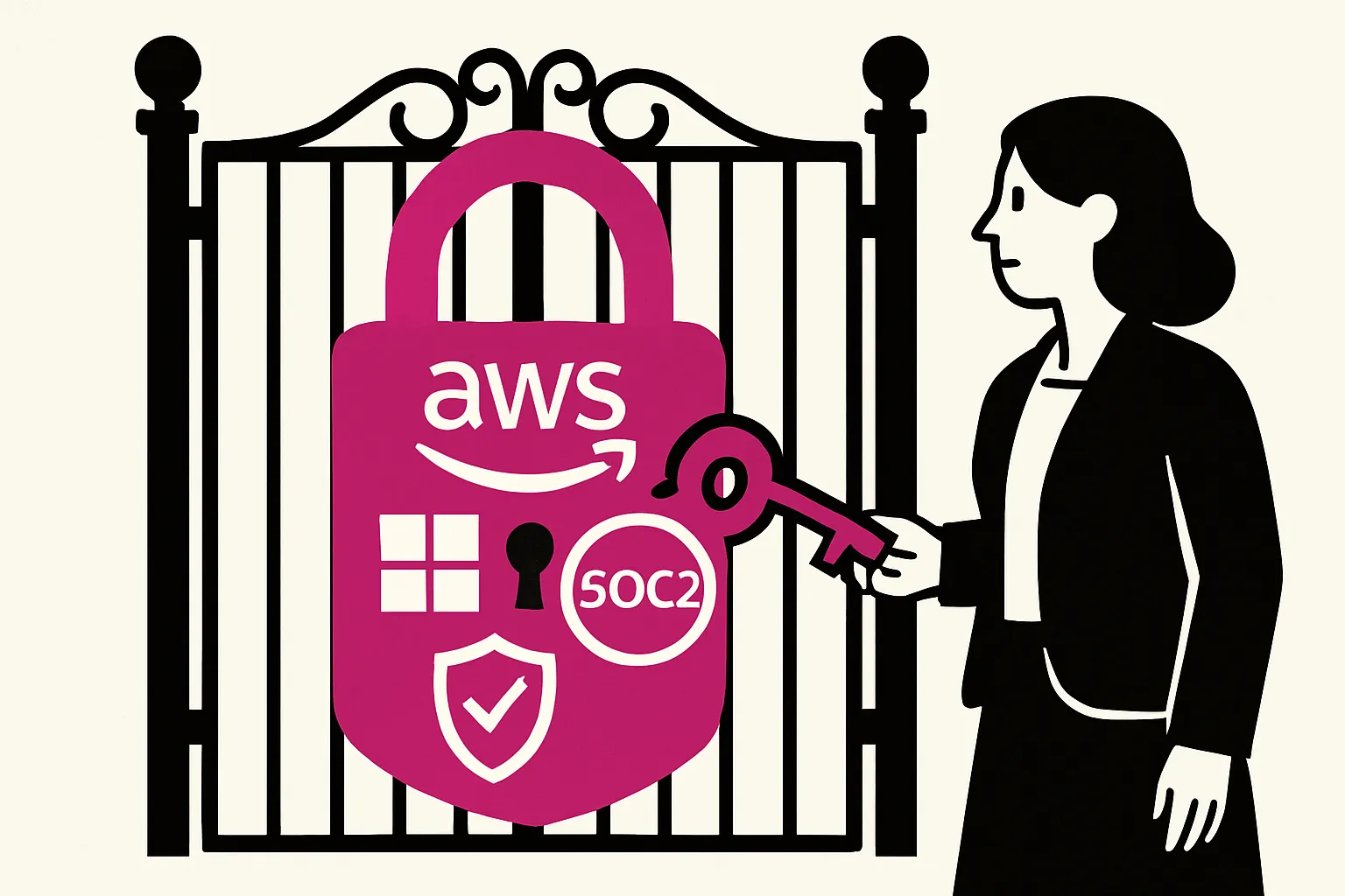 Editorial illustration of certification barriers blocking enterprise contracts