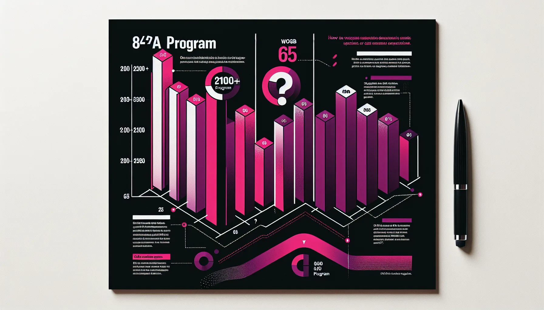 Infographic showing 8(a) program admissions declining from 2100+ to 65, with WOSB program facing uncertain future