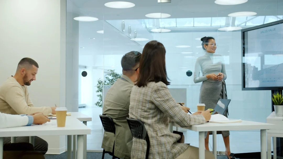 Founder presenting to investors in a boardroom