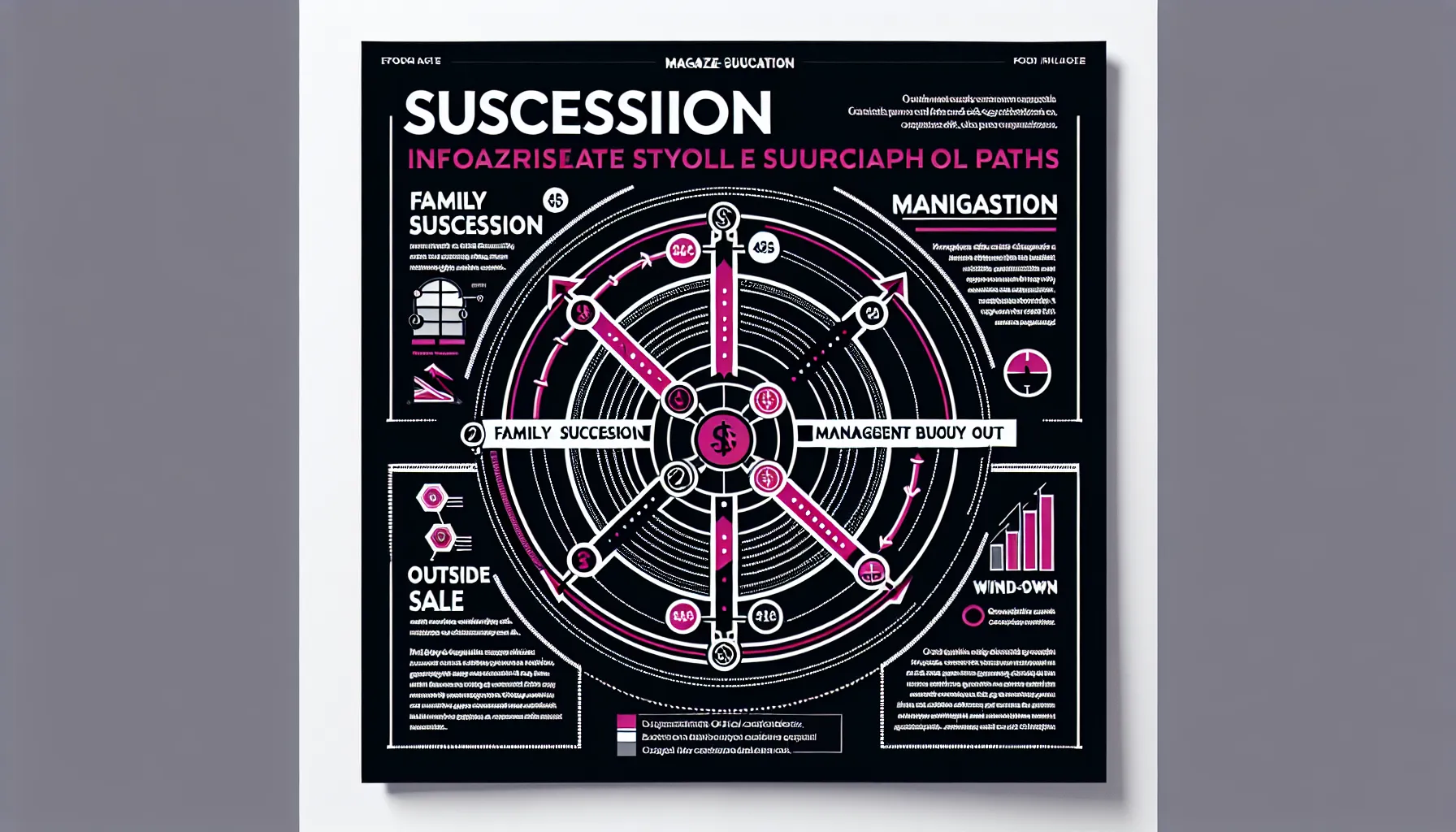 Four succession paths compared: family, management buyout, outside sale, wind-down